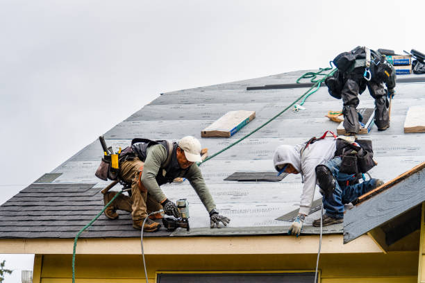 Professional Gutter Installation technician working in Lisbon Falls, ME
